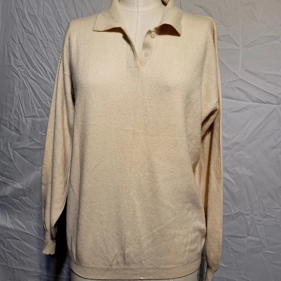 Malo 100% Cashmere Beige Cardigan Women’s or Men Sweater Size M Made In Italy